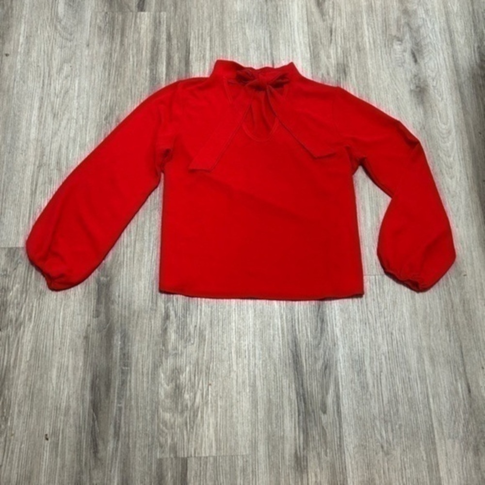 🛍️ 2/$12
FASHION NOVA beautiful red long sleeve blouse top with neck tie. EEUC